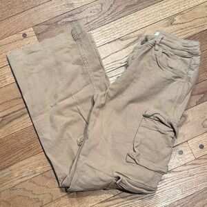Casual Tan Wide Leg Cargo Pants